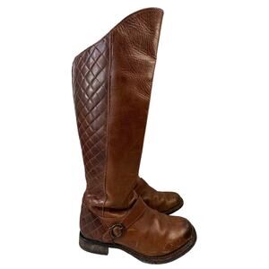 Justin Boots Kiva Tall Knee High Womens 8.5B Quilted Riding Boots Rugged, Rustic